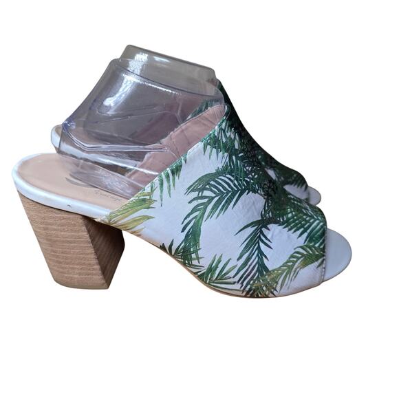Sbicca Vintage Collection Panorama White w/ Palm Trees Heels Slides Mules Sz 10 - Picture 5 of 8